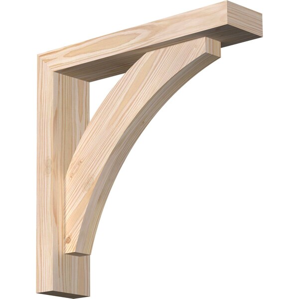Ekena Millwork Thorton Block Smooth Bracket w/ Offset Brace, Douglas Fir, 3 1/2"W x 16"D x 16"H BKT0402X16X16THR05SDF - main